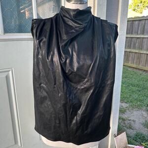 Amanda Uprichard Sleeveless Vegan Leather Fabienne Top Womens Size Small